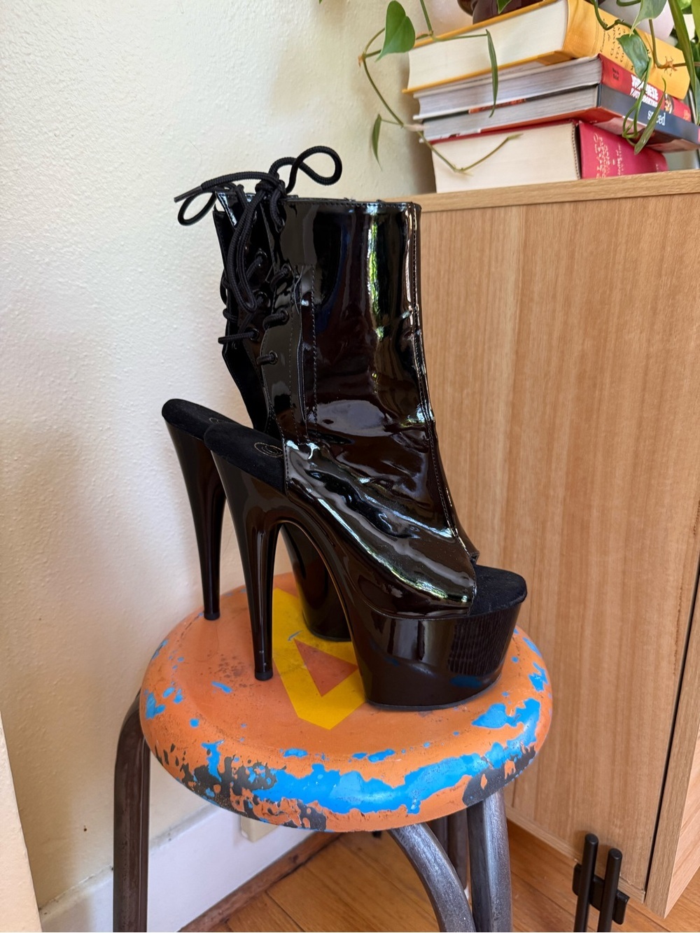Adore 1018 Black Patent Pleaser Ankle Boots